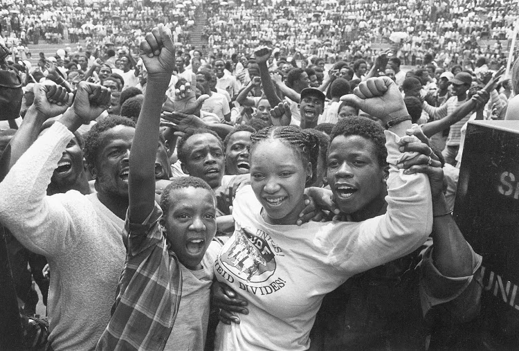 Zindzi Mandela during a UDF rally 